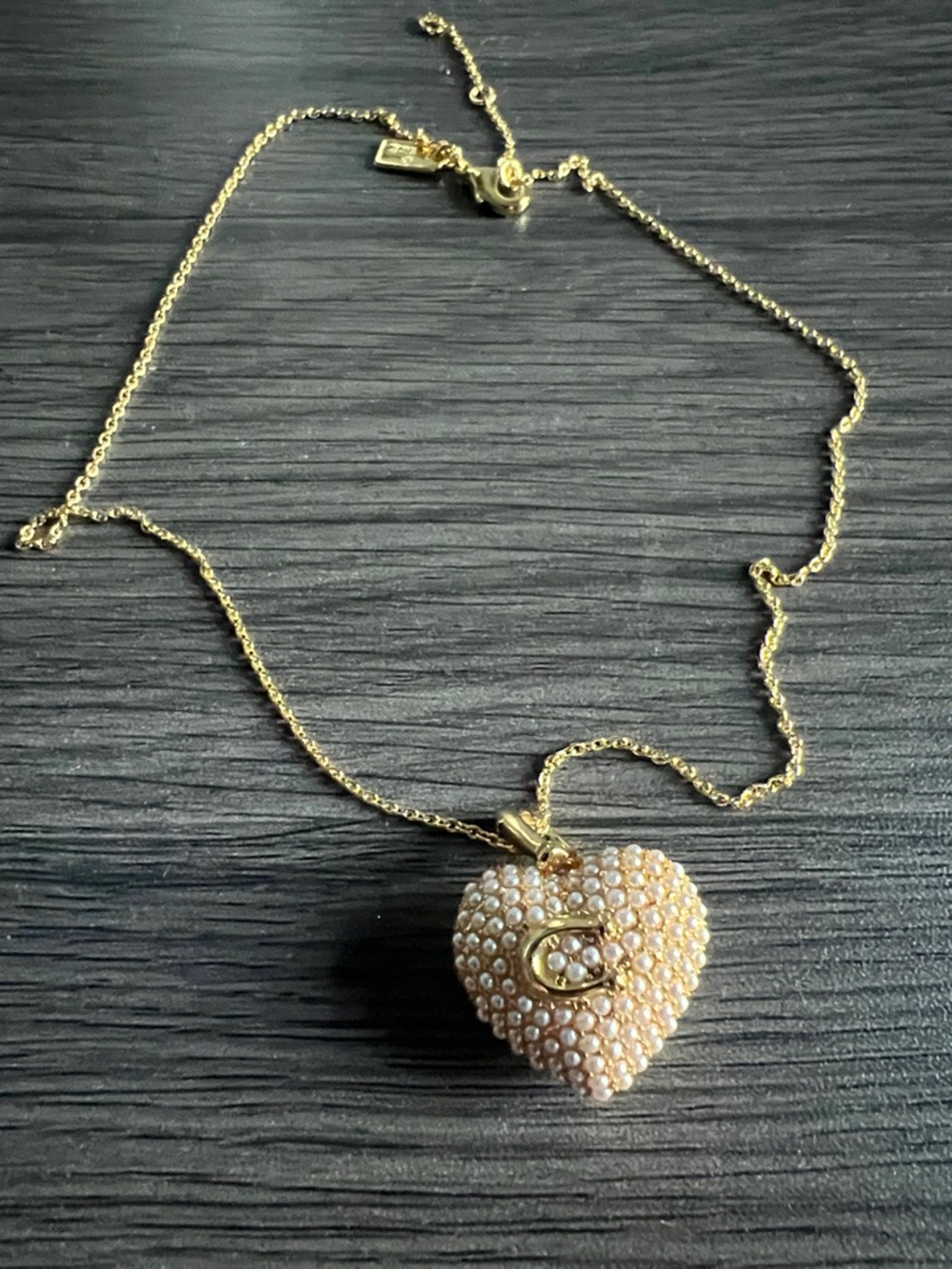 Coach Gold Pearl Heart Locket Necklace - Women's Jewelry - Picture 2 of 7